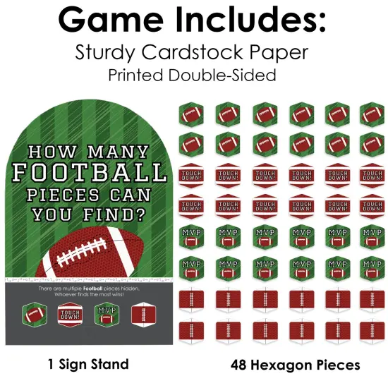 Big Dot of Happiness End Zone - Football - Baby Shower or Birthday Party Scavenger Hunt - 1 Stand and 48 Game Pieces - Hide and Find Game {6}