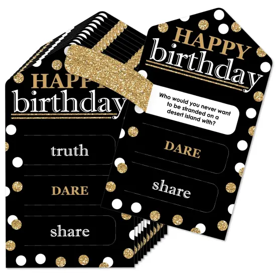 Big Dot of Happiness Adult Happy Birthday - Gold - Birthday Party Game Pickle Cards - Truth, Dare, Share Pull Tabs - Set of 12 {1}