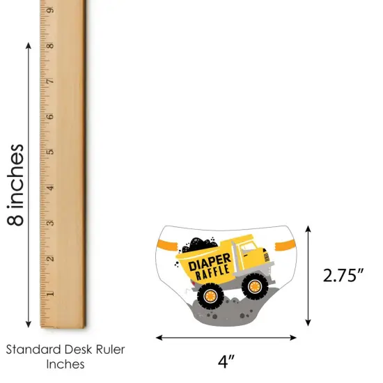 Big Dot of Happiness Dig It - Construction Party Zone - Diaper Shaped Raffle Ticket Inserts - Baby Shower Activities - Diaper Raffle Game - Set of 24 {4}
