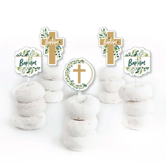 Big Dot of Happiness Baptism Elegant Cross - Dessert Cupcake Toppers - Religious Party Clear Treat Picks - Set of 24 {3}
