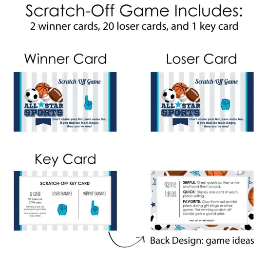 Big Dot of Happiness Go, Fight, Win - Sports - Baby Shower or Birthday Party Game Scratch Off Cards - 22 Count {6}