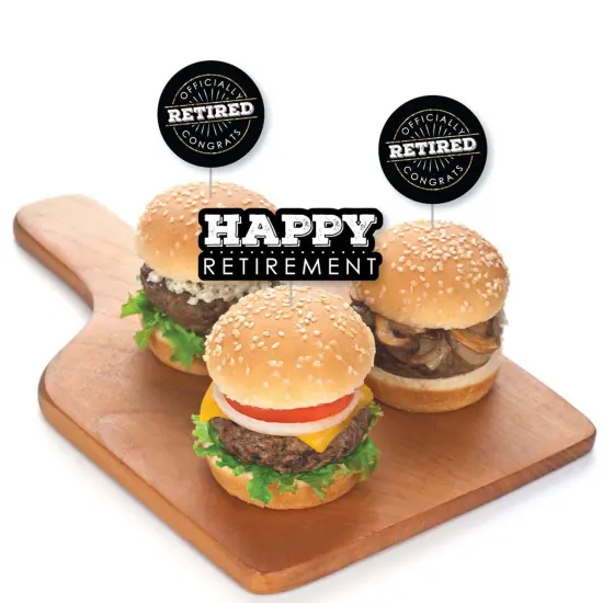 Big Dot of Happiness Happy Retirement - Dessert Cupcake Toppers - Retirement Party Clear Treat Picks - Set of 24 {4}