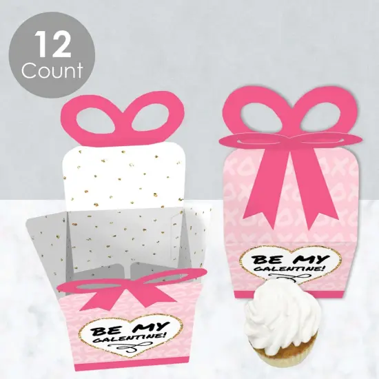 Big Dot of Happiness Be My Galentine - Square Favor Gift Boxes - Galentine's & Valentine's Day Party Bow Boxes - Set of 12 {4}