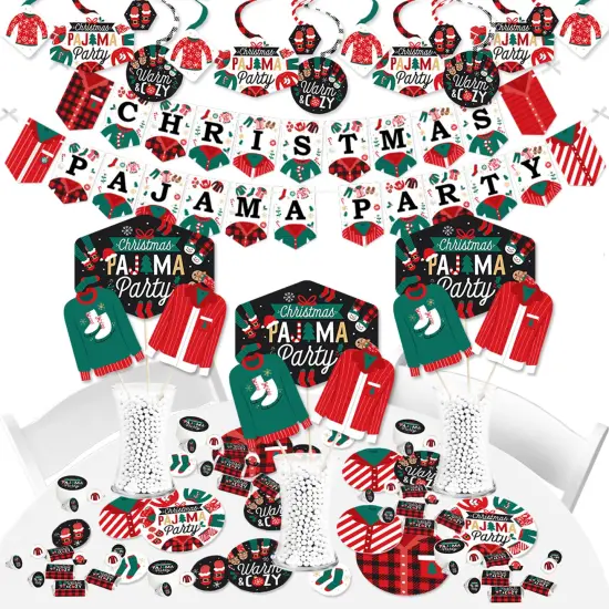 Big Dot of Happiness Christmas Pajamas - Holiday Plaid PJ Party Supplies - Banner Decoration Kit - Fundle Bundle {1}