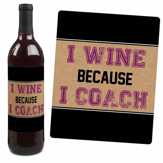 Big Dot of Happiness Coach Appreciation Gift - First Day of School or Christmas Gifts for Women and Men - Wine Bottle Label Stickers - Set of 4 {7}