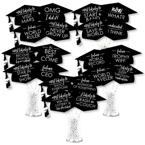 Big Dot of Happiness Hilarious Black and White Grad - Best is Yet to Come - Graduation Party Photo Booth Props or Table Toppers - 20 Count {1}