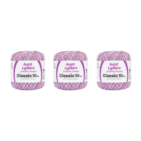 Aunt Lydia Classic Shaded Purples Crochet - 3 Pack of 300y/274m - Cotton - Gauge 10 - Crochet {1}