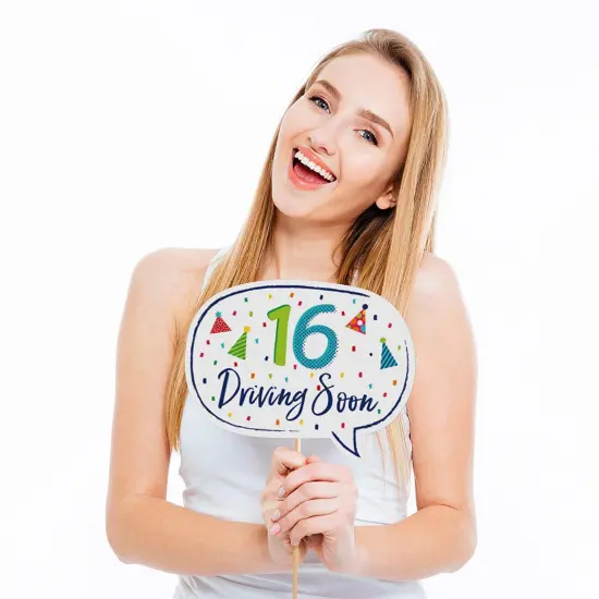 Big Dot of Happiness 16th Birthday - Cheerful Happy Birthday - Colorful Sweet Sixteen Birthday Party Photo Booth Props Kit - 20 Count {4}