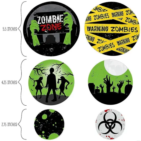 Big Dot of Happiness Zombie Zone - Halloween or Birthday Zombie Crawl Party Giant Circle Confetti - Party Decorations - Large Confetti 27 Count {3}