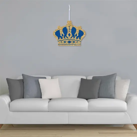 Big Dot of Happiness Royal Prince Charming - Hanging Porch Baby Shower or Birthday Party Outdoor Decorations - Front Door Decor - 1 Piece Sign {4}