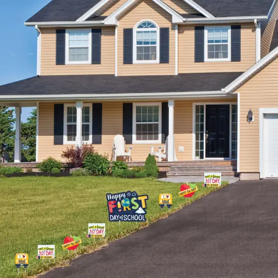 Big Dot of Happiness First Day of School - Yard Sign and Outdoor Lawn Decorations - Back To School Classroom Yard Signs - Set of 8 {3}