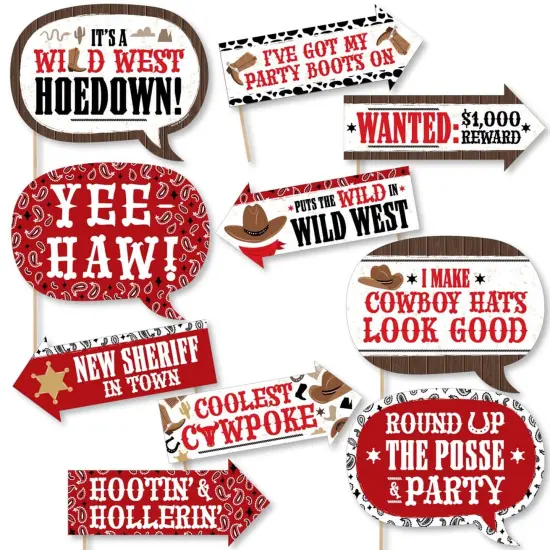 Big Dot of Happiness Funny Western Hoedown - Wild West Cowboy Party Photo Booth Props Kit - 10 Piece {1}