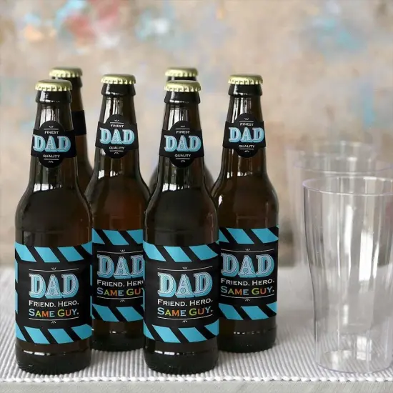 Big Dot of Happiness Dad's Day - Father's Day Gift for Men 6 Beer Bottle Label Stickers and 1 Carrier {4}