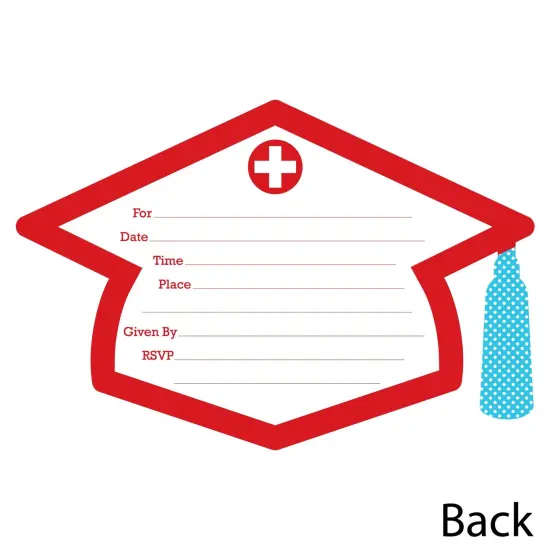 Big Dot of Happiness Nurse Graduation - Shaped Fill-in Invitations - Medical Nursing Graduation Party Invitation Cards with Envelopes - Set of 12 {4}