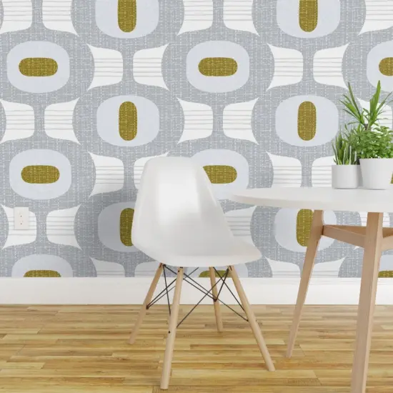 Peel & Stick Wallpaper 2FT Wide Mid Mod Orbs Retro Modern 70S 60S Midcentury Custom Removable Wallpaper by Spoonflower {1}