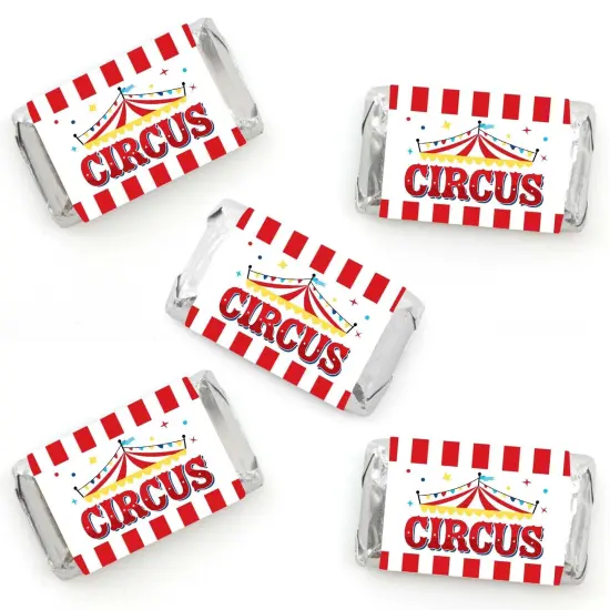 Big Dot of Happiness Carnival - Step Right Up Circus - Mini Candy Bar Wrapper Stickers - Carnival Themed Party Small Favors - 40 Count {1}