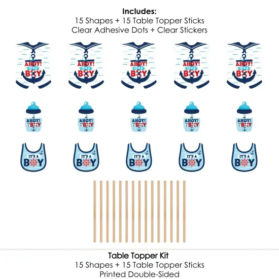 Big Dot of Happiness Ahoy It's a Boy - Nautical Baby Shower Centerpiece Sticks - Table Toppers - Set of 15 {7}