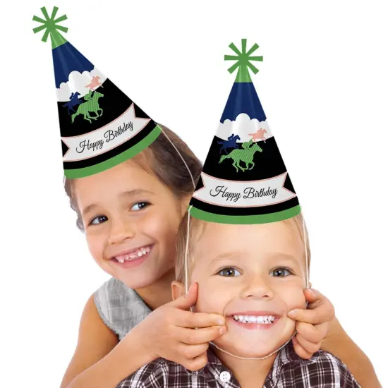 Big Dot of Happiness Kentucky Horse Derby - Cone Happy Birthday Party Hats for Kids and Adults - Set of 8 (Standard Size) {3}