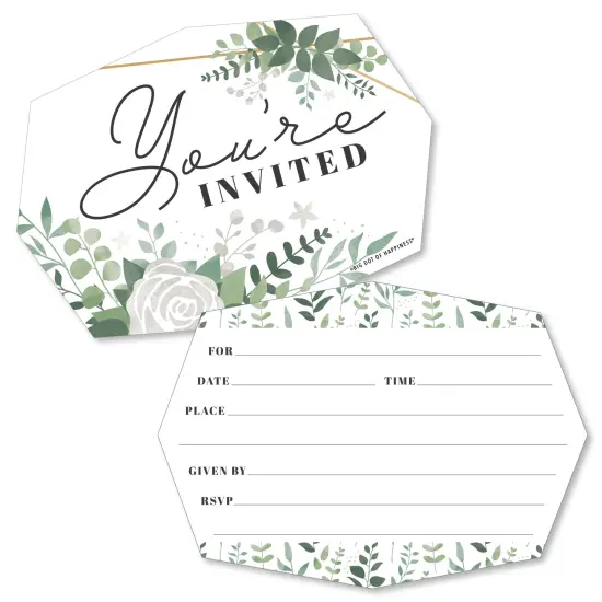 Big Dot of Happiness Boho Botanical - Shaped Fill-In Invitations - Greenery Party Invitation Cards with Envelopes - Set of 12 {1}