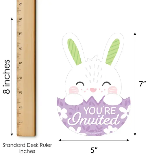 Big Dot of Happiness Spring Easter Bunny - Shaped Fill-In Invitations - Happy Easter Party Invitation Cards with Envelopes - Set of 12 {7}