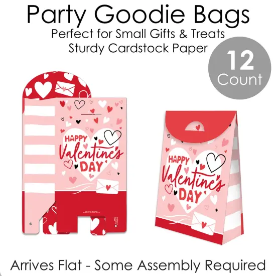 Big Dot of Happiness Happy Valentine&rsquo;s Day - Valentine Hearts Gift Favor Bags - Party Goodie Boxes - Set of 12 {7}