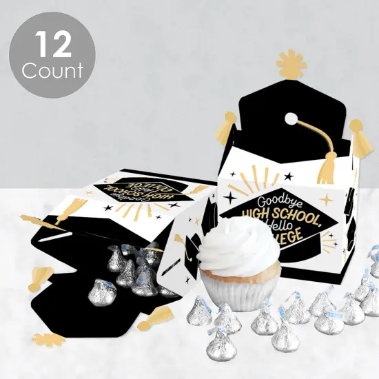 Big Dot of Happiness Goodbye High School, Hello College - Treat Box Party Favors - Graduation Party Goodie Gable Boxes - Set of 12 {4}