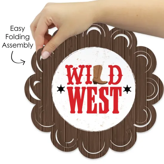 Big Dot of Happiness Western Hoedown - Wild West Cowboy Party Round Table Decorations - Paper Chargers - Place Setting For 12 {6}