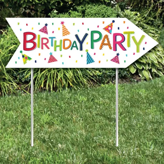 Big Dot of Happiness Cheerful Happy Birthday - Colorful Birthday Party Sign Arrow - Double Sided Directional Yard Signs - Set of 2 {3}