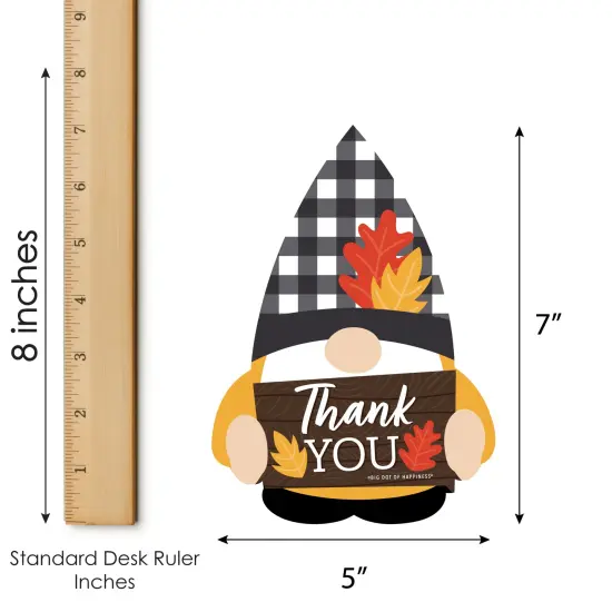 Big Dot of Happiness Fall Gnomes - Shaped Thank You Cards - Autumn Harvest Party Thank You Note Cards with Envelopes - Set of 12 {7}