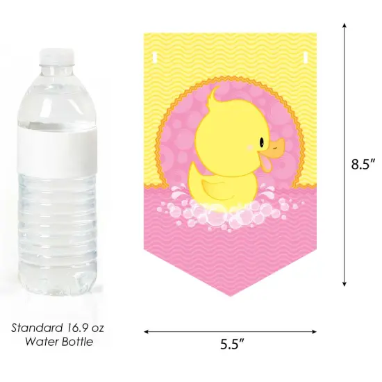 Big Dot of Happiness Pink Ducky Duck - Girl Baby Shower Bunting Banner - Pink Party Decorations - Welcome Baby {3}