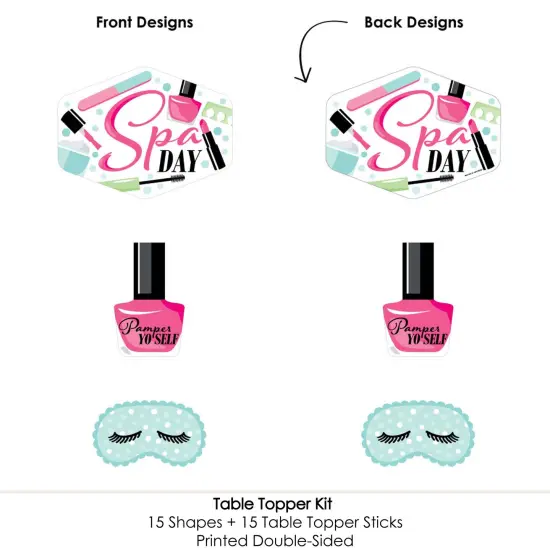 Big Dot of Happiness Spa Day - Girls Makeup Party Centerpiece Sticks - Table Toppers - Set of 15 {6}
