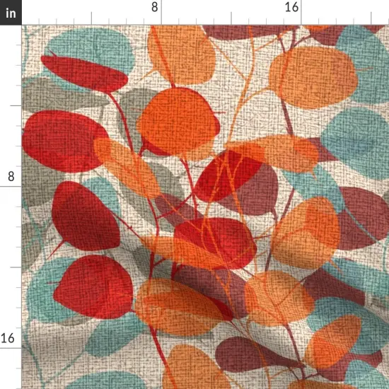 Various Fabrics by the Yard or Fat Quarter Botanical Leaves Faux Textured Red Brown Floral Nature Orange Branches Gray Lunaria Custom Printed Fabric by Spoonflower {2}