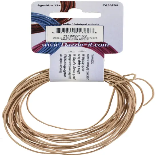 John Bead Dazzle-It Genuine Leather Cord 1mm Round 5yd {3}