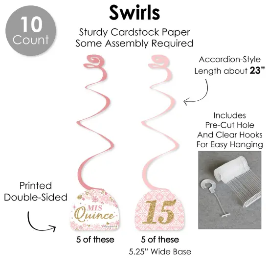 Big Dot of Happiness Mis Quince Anos - Quinceanera Sweet 15 Birthday Party Supplies Decoration Kit - Decor Galore Party Pack - 51 Pieces {6}