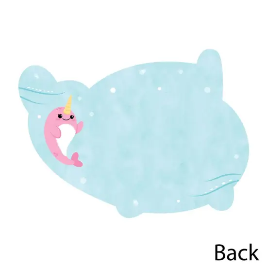 Big Dot of Happiness Narwhal Girl - Shaped Thank You Cards - Under The Sea Baby Shower or Birthday Party Thank You Note Cards & Envelopes - Set of 12 {6}