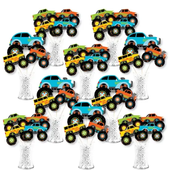 Big Dot of Happiness Smash and Crash - Monster Truck - Boy Birthday Party Centerpiece Sticks - Showstopper Table Toppers - 35 Pieces {1}