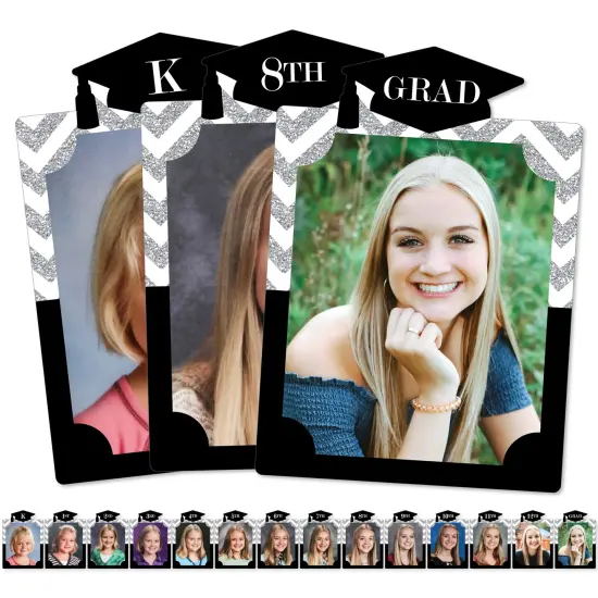 Big Dot of Happiness Silver Graduation 8 x 10 inches K-12 School Photo Holder - DIY Party Decor - Picturific Display {1}