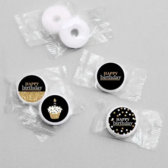 Big Dot of Happiness Adult Happy Birthday - Gold - Round Candy Sticker Party Favors - Labels Fits Chocolate Candy (1 sheet of 108) {4}