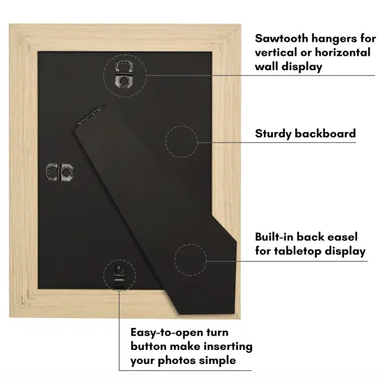 Americanflat Picture Frame with Wide Molding with Mat - Modern Wide Picture Frame - Plexiglass Cover - Hanging Hardware - Includes Easel {5}