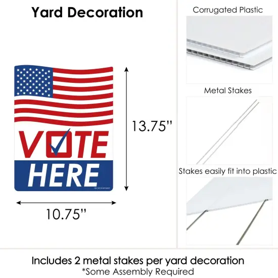 Big Dot of Happiness Vote Here - Outdoor Lawn Sign - Political Election Day Yard Sign - 1 Piece {7}