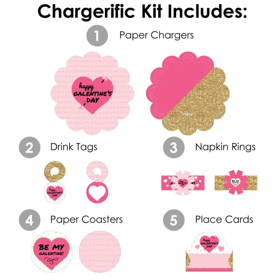 Big Dot of Happiness Be My Galentine - Galentine's & Valentine's Day Party Paper Charger and Table Decorations - Chargerific Kit - Place Setting for 8 {4}