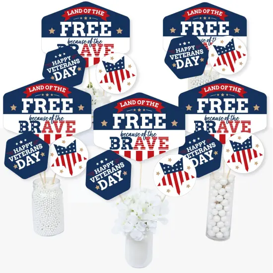 Big Dot of Happiness Happy Veterans Day - Patriotic Centerpiece Sticks - Table Toppers - Set of 15 {3}