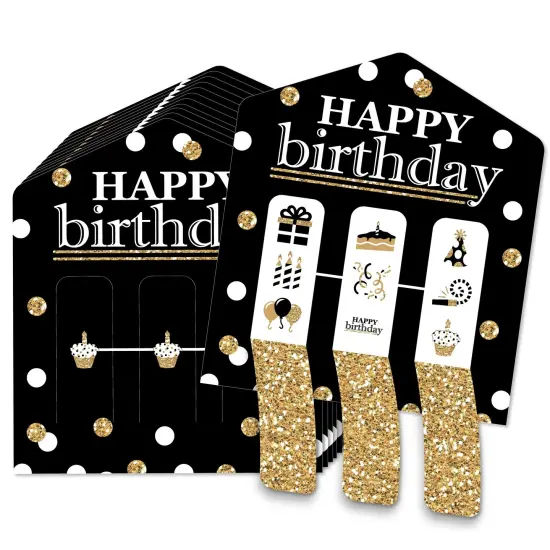 Big Dot of Happiness Adult Happy Birthday - Gold - Birthday Party Game Pickle Cards - Pull Tabs 3-in-a-Row - Set of 12 {1}
