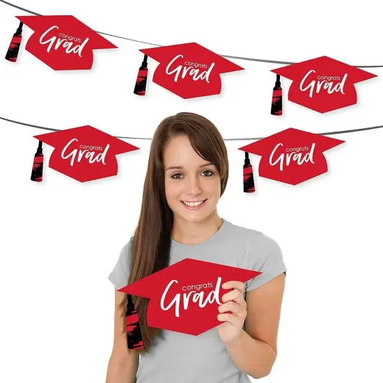 Big Dot of Happiness Red Graduation Hat Decorations - DIY Large Party Essentials - 20 Count {3}