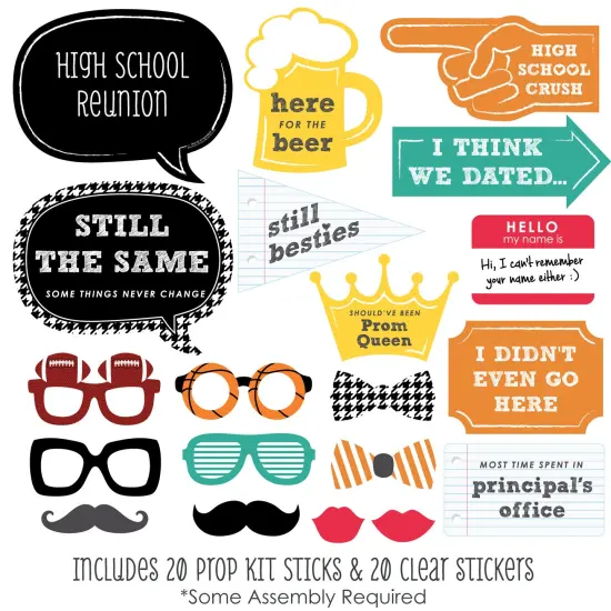 Big Dot of Happiness Class Reunion - Photo Booth Props Kit - 20 Count {3}