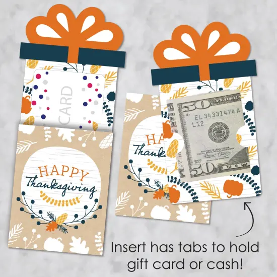 Big Dot of Happiness Happy Thanksgiving - Fall Harvest Party Money and Gift Card Sleeves - Nifty Gifty Card Holders - Set of 8 {4}
