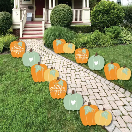 Big Dot of Happiness Little Pumpkin - Lawn Decorations - Outdoor Fall Birthday Party or Baby Shower Yard Decorations - 10 Piece {1}