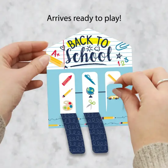 Big Dot of Happiness Back to School - First Day of School Classroom Game Pickle Cards - Pull Tabs 3-in-a-Row - Set of 12 {3}