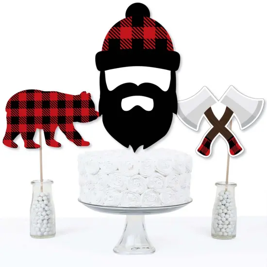 Big Dot of Happiness Lumberjack - Channel the Flannel - Buffalo Plaid Party Centerpiece Sticks - Table Toppers - Set of 15 {4}