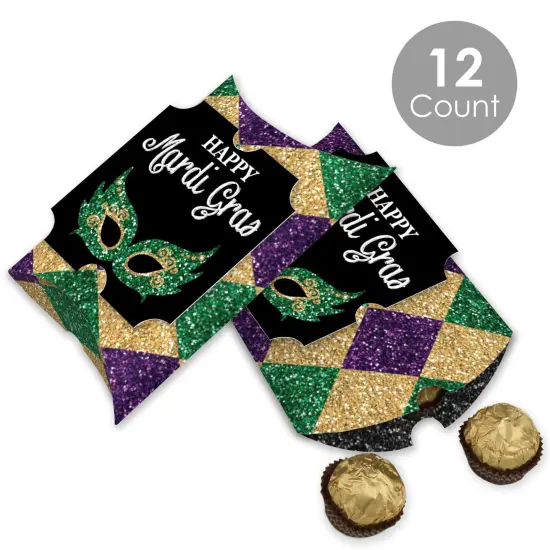 Big Dot of Happiness Mardi Gras - Favor Gift Boxes - Masquerade Party Large Pillow Boxes - Set of 12 {3}